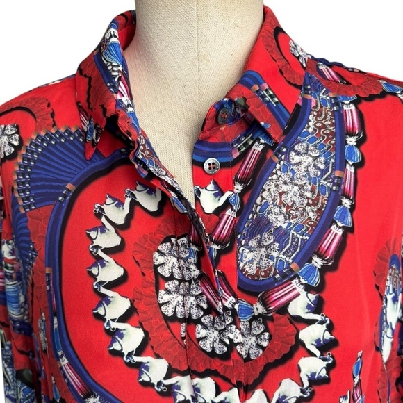 Mary Katrantzou Silk Red Shirt Mini Dress Jewels & Teapot Print Large - Picture 4 of 11